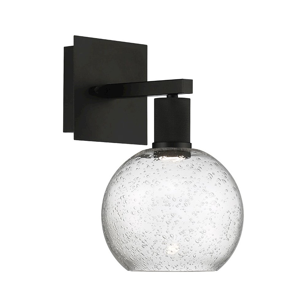 Burgundy LED Wall Sconce in Matte Black Color. Picture 1