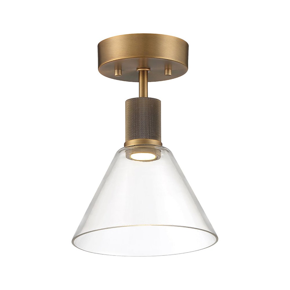 Martini LED Semi-Flush in Antique Brushed Brass Color. Picture 1