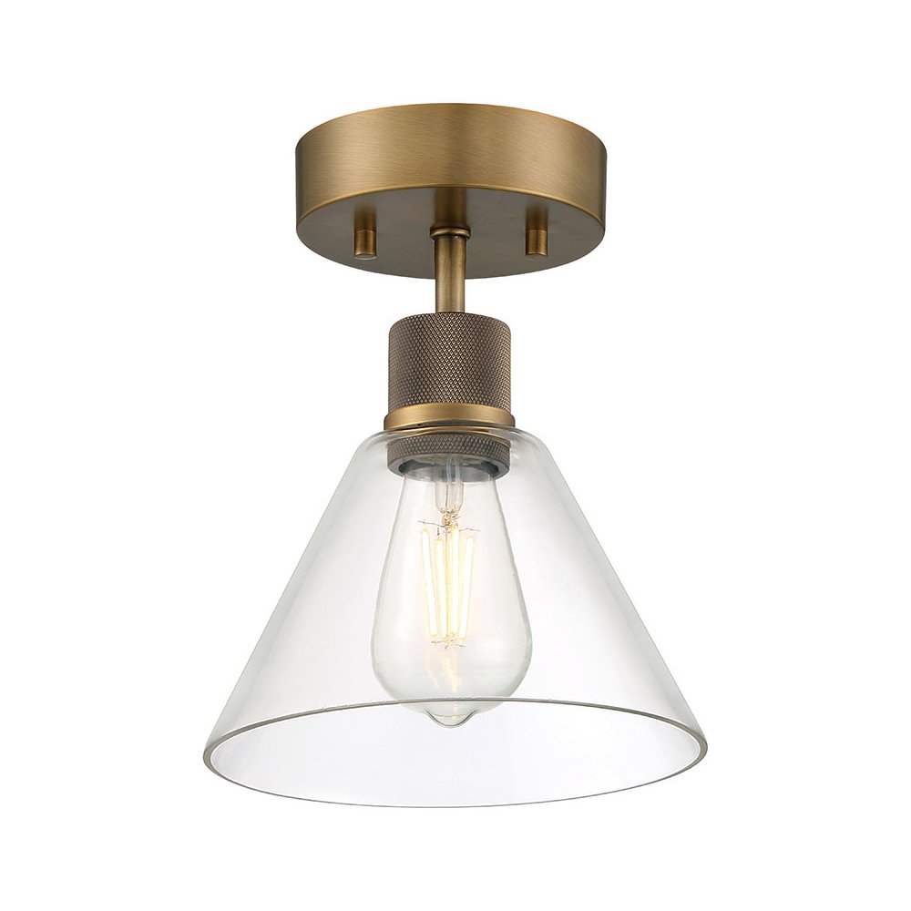 Martini LED Semi-Flush in Antique Brushed Brass Color. Picture 1