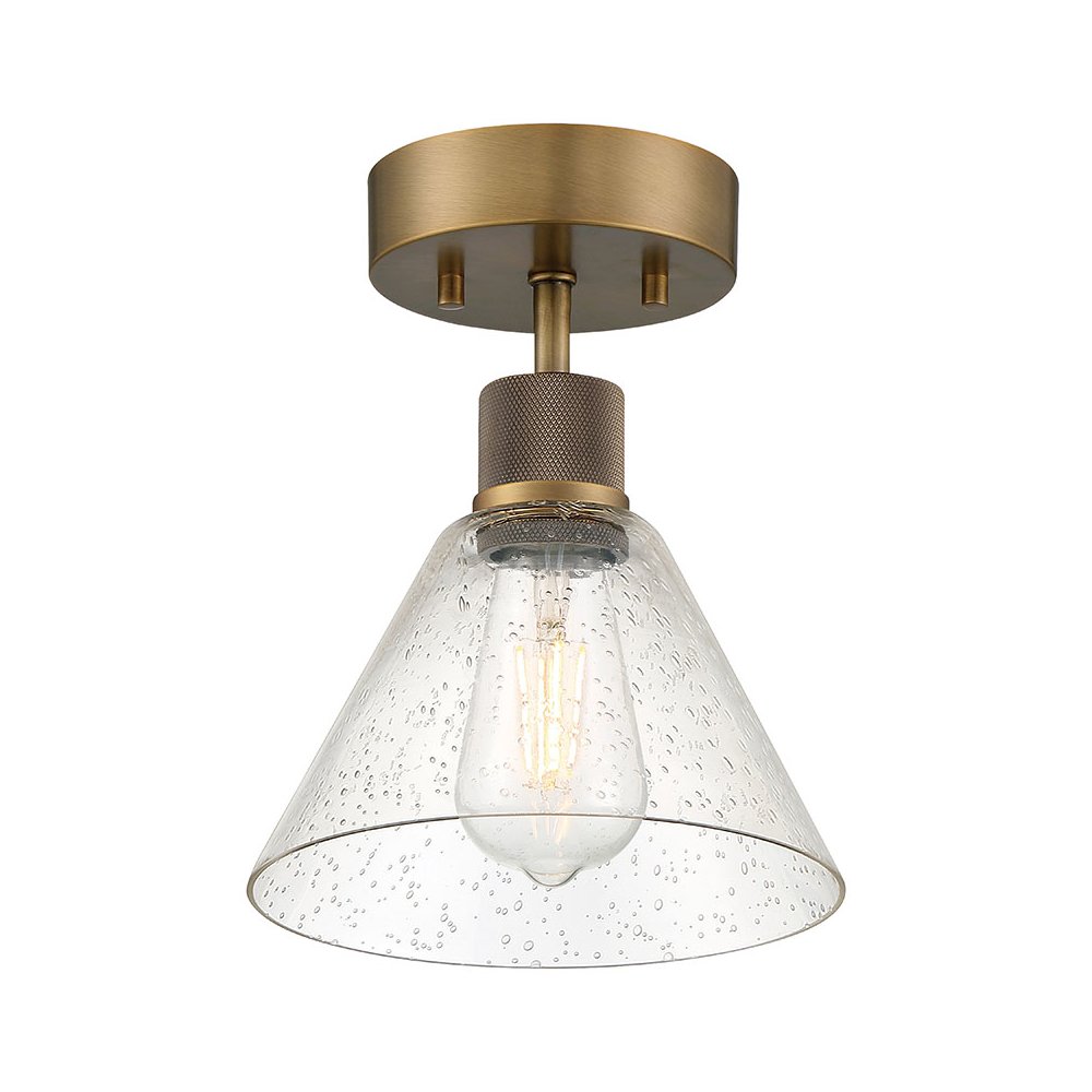 Martini LED Semi-Flush in Antique Brushed Brass Color. Picture 1