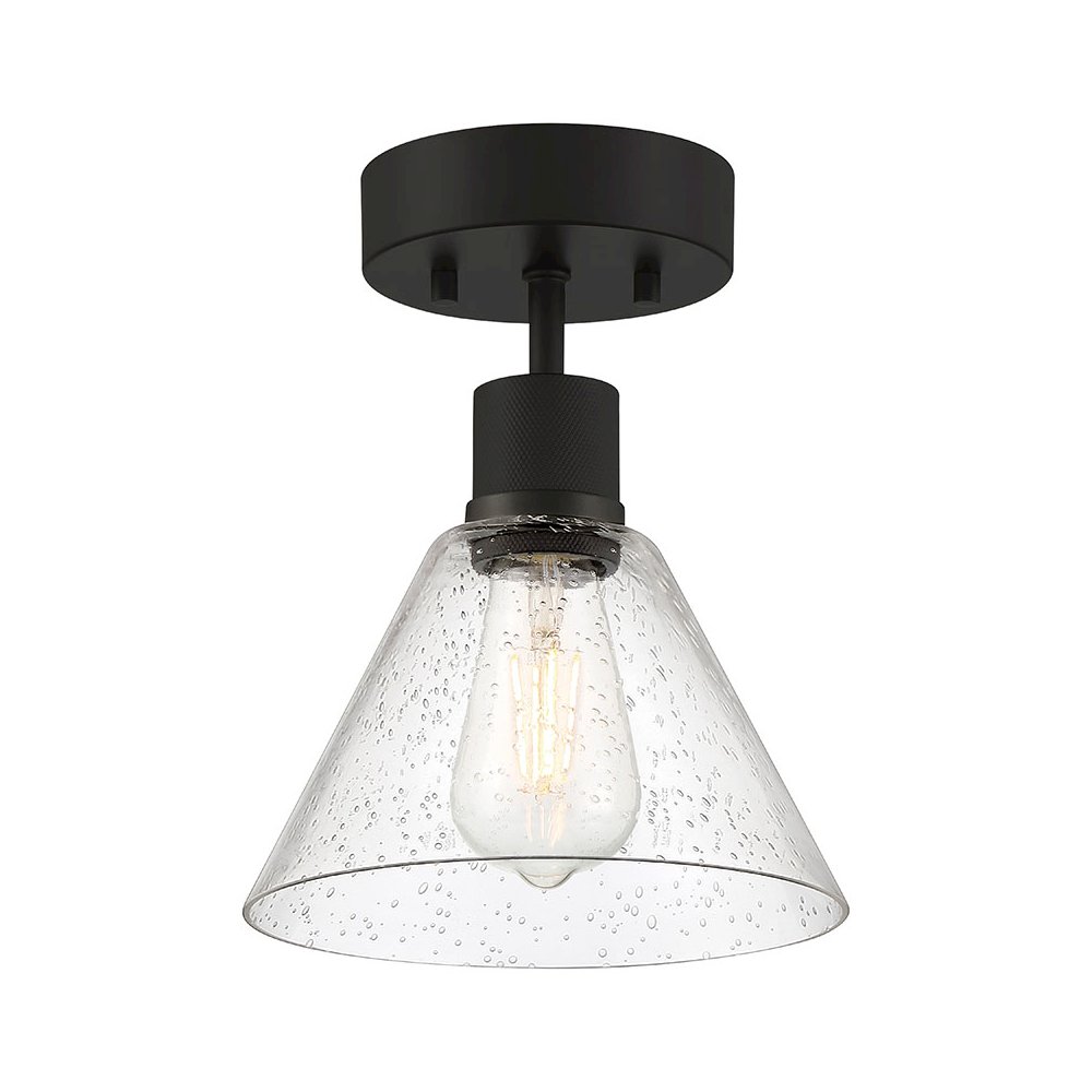 Martini LED Semi-Flush in Matte Black Color. Picture 1