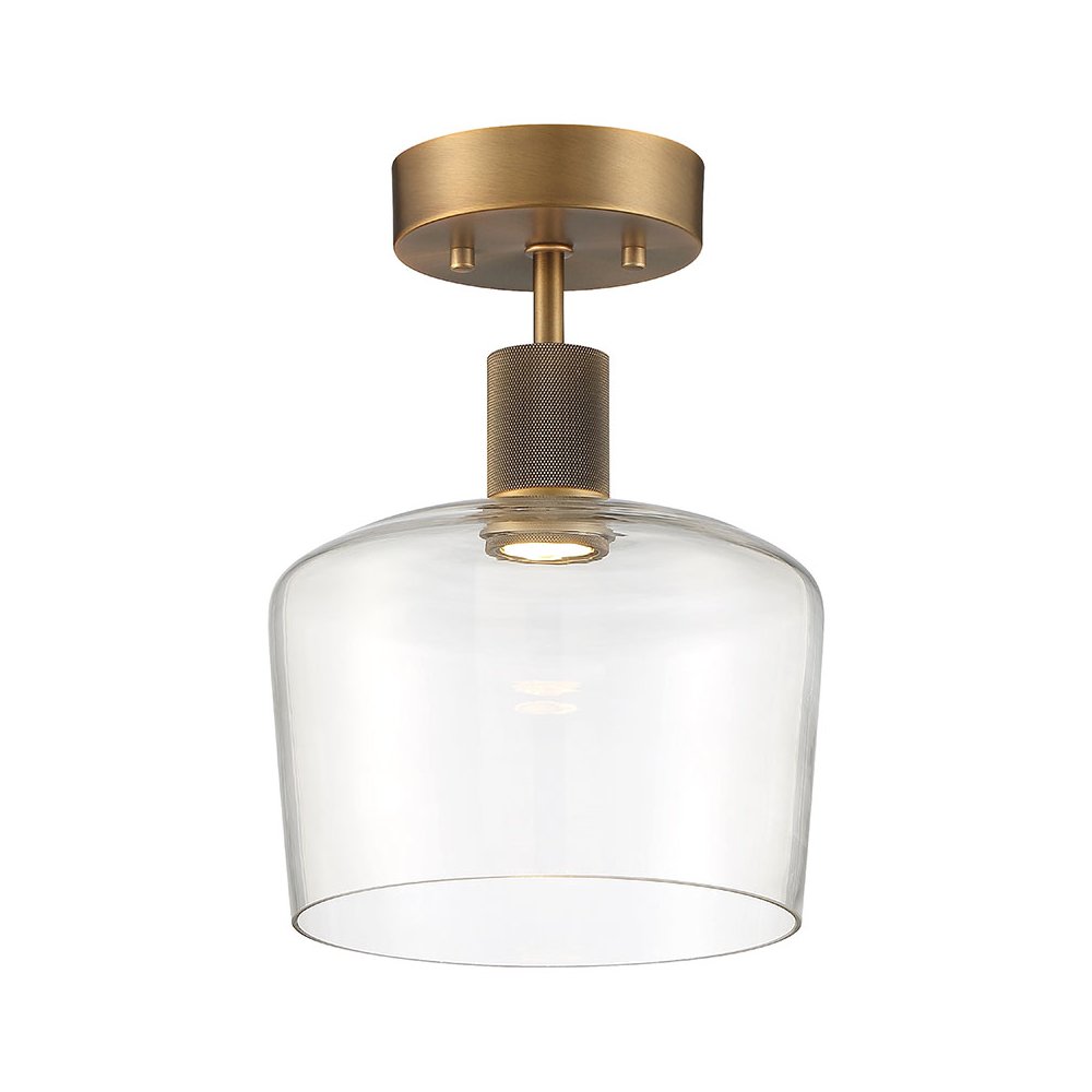 Chardonnay LED Semi-Flush in Antique Brushed Brass Color. Picture 1