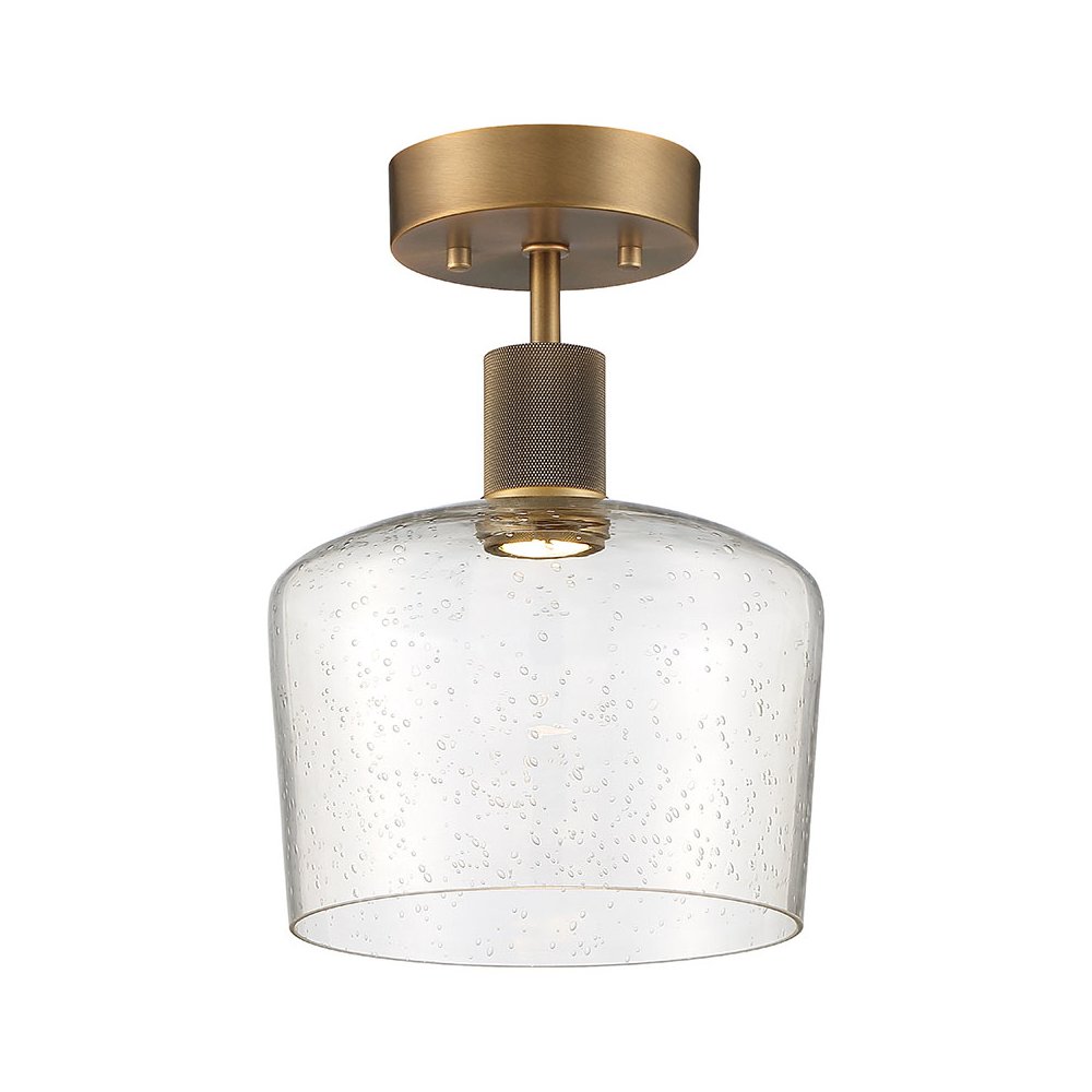 Chardonnay LED Semi-Flush in Antique Brushed Brass Color. Picture 1