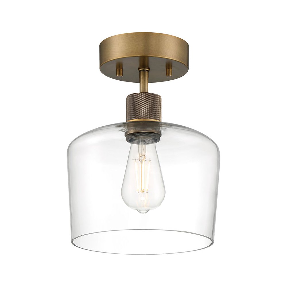 Chardonnay LED Semi-Flush in Antique Brushed Brass Color. Picture 1