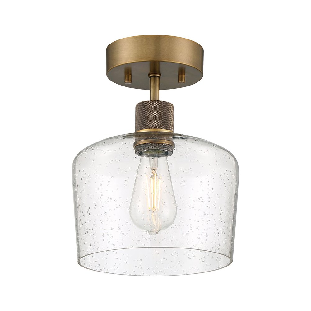 Chardonnay LED Semi-Flush in Antique Brushed Brass Color. Picture 1
