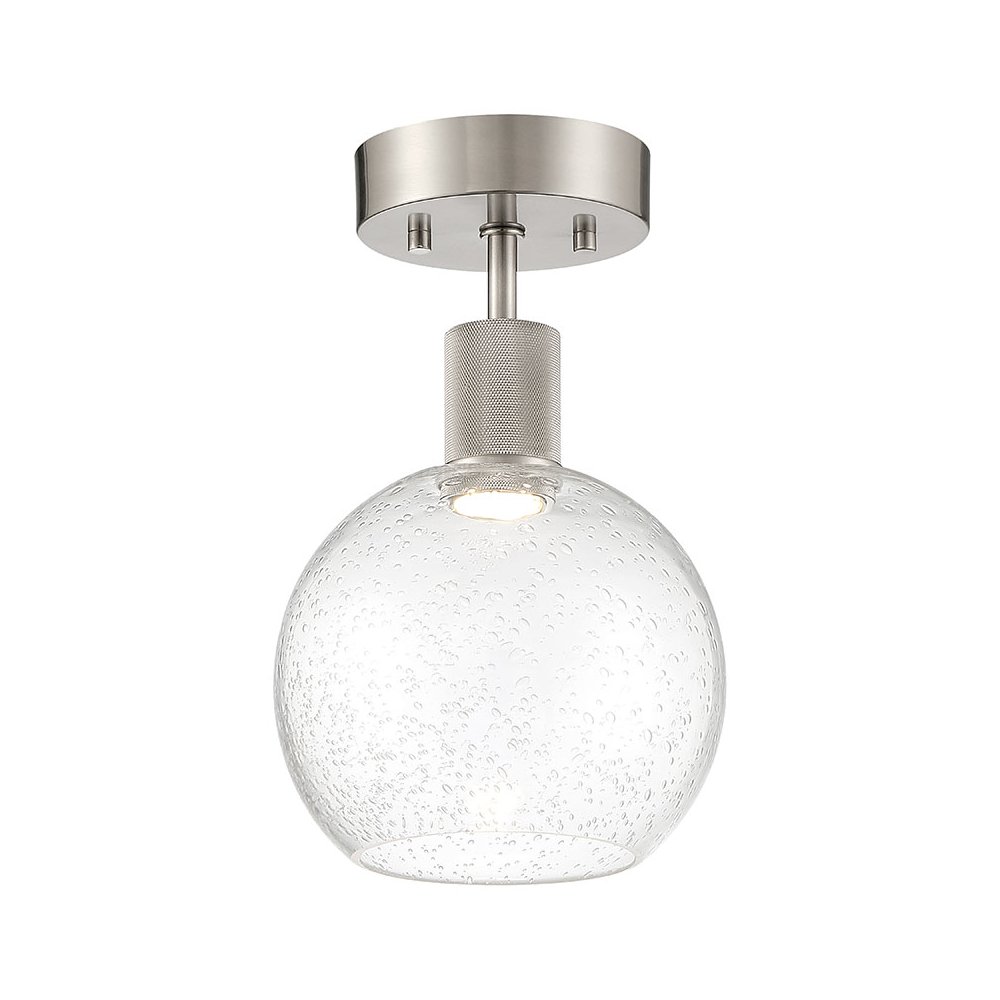 Burgundy LED Semi-Flush in Brushed Steel Color. Picture 1