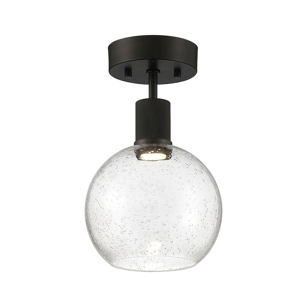 Burgundy LED Semi-Flush in Matte Black Color. Picture 1