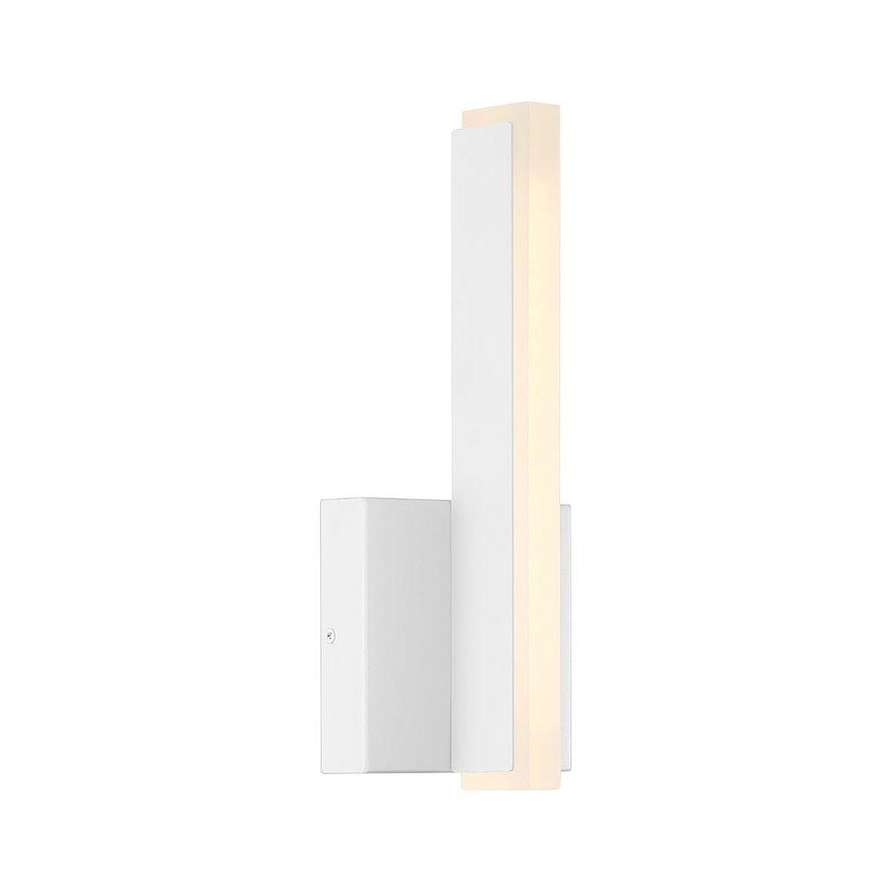 Dual Voltage LED Wall Sconce in Matte White Color. Picture 1