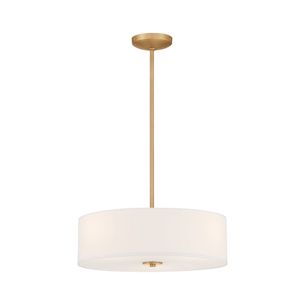 LED Pendant or Semi-Flush in Antique Brushed Brass Color. Picture 1