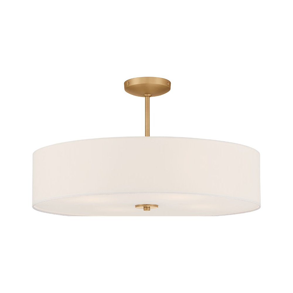 LED Pendant or Semi-Flush in Antique Brushed Brass Color. Picture 1