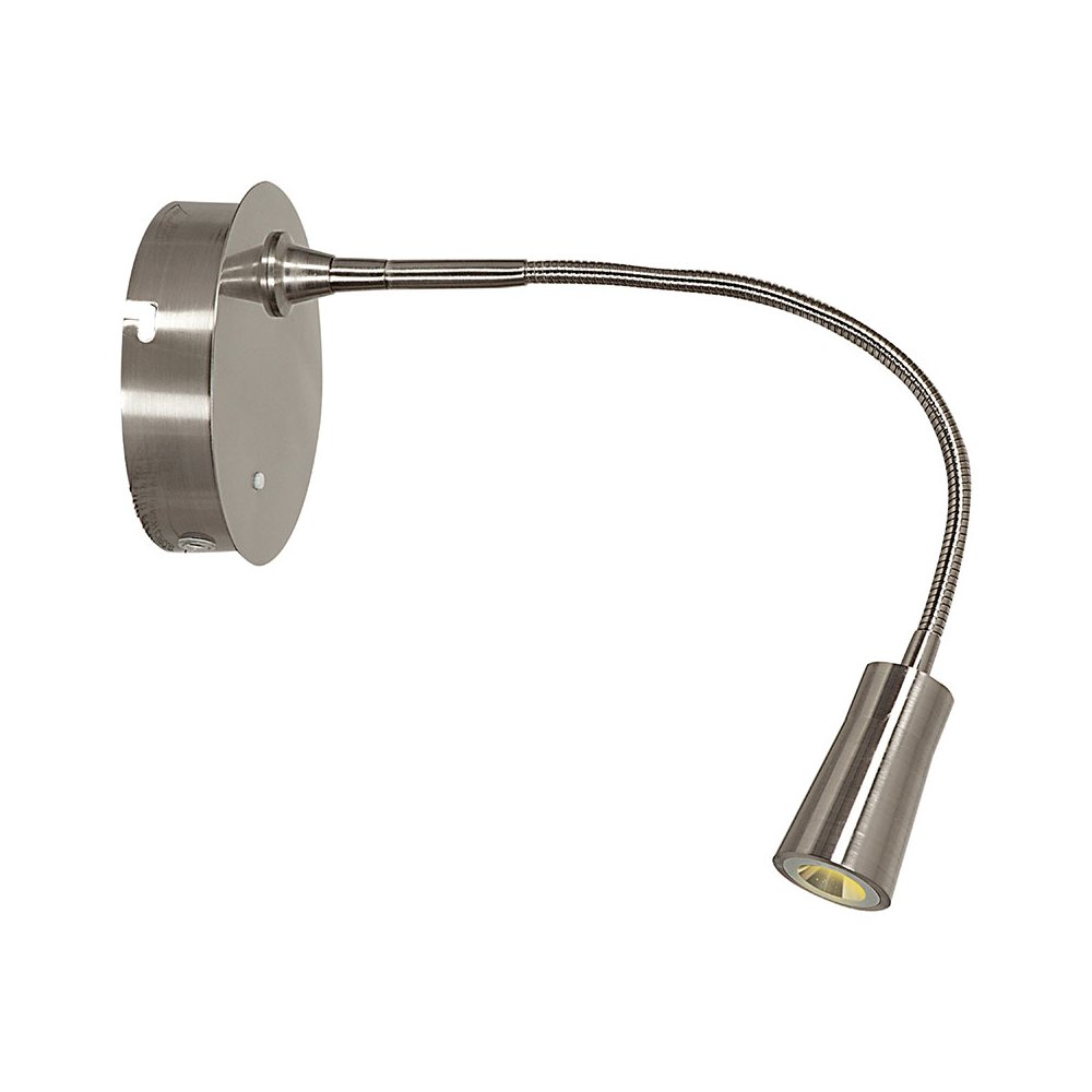 Gooseneck LED Wall Reading Light in Brushed Steel Color. Picture 1
