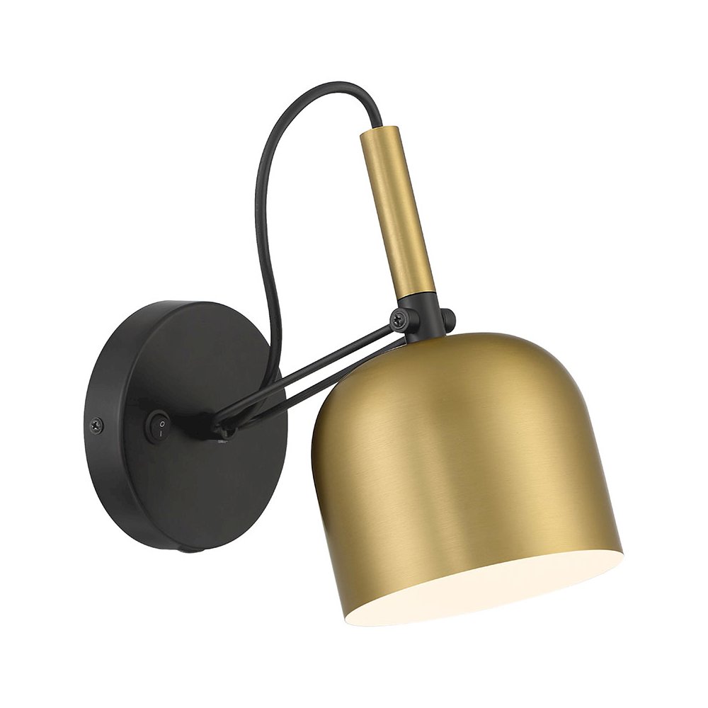 LED Reading Light in Antique Brushed Brass with Black Color. Picture 1