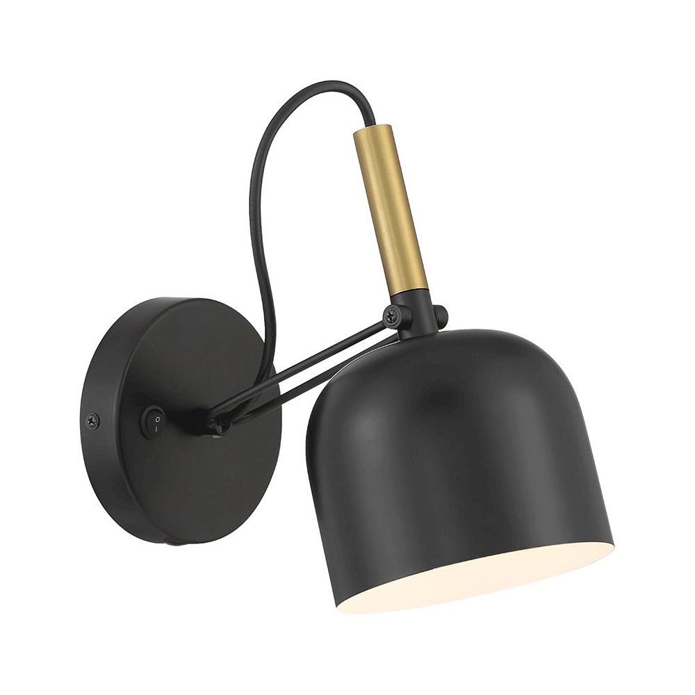 LED Reading Light in Black with Antique Brushed Brass Color. Picture 1