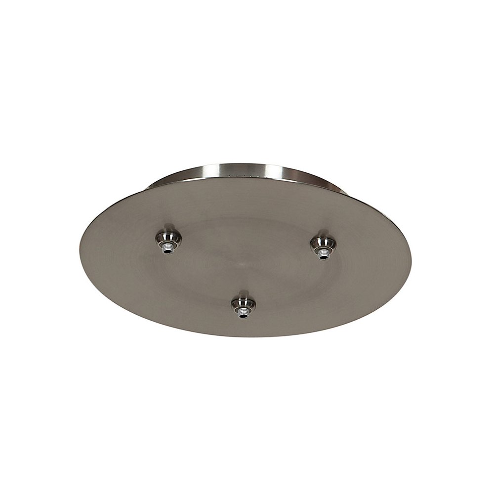 120v Input 12v Output Three-Port Round Canopy in Brushed Steel Color. Picture 1