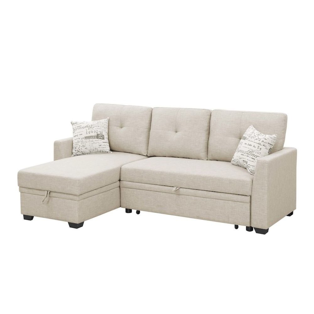 Brown Sectional Sleeper Sofa with Pull Out Couch Bed Function. Picture 1