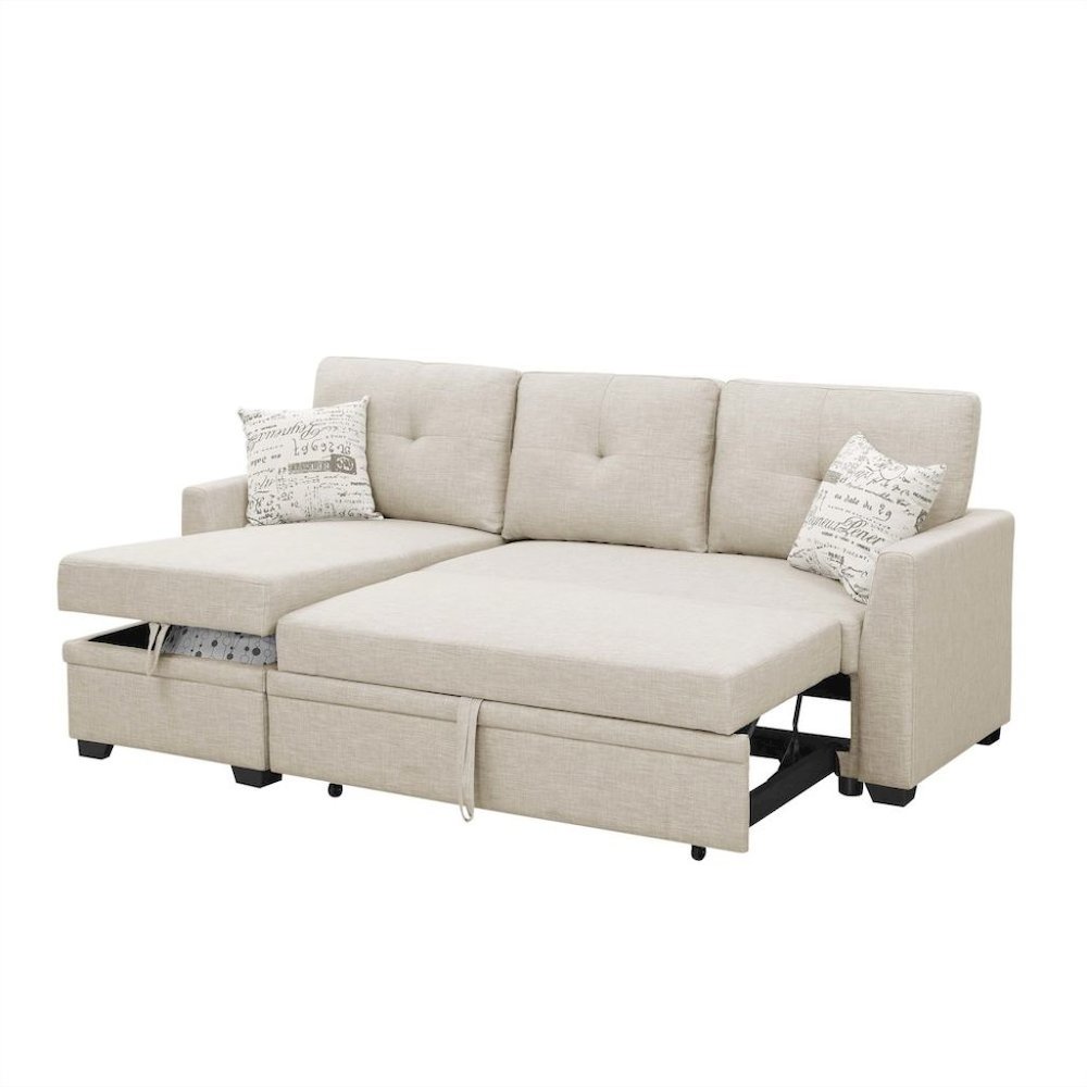 Brown Sectional Sleeper Sofa with Pull Out Couch Bed Function. Picture 6