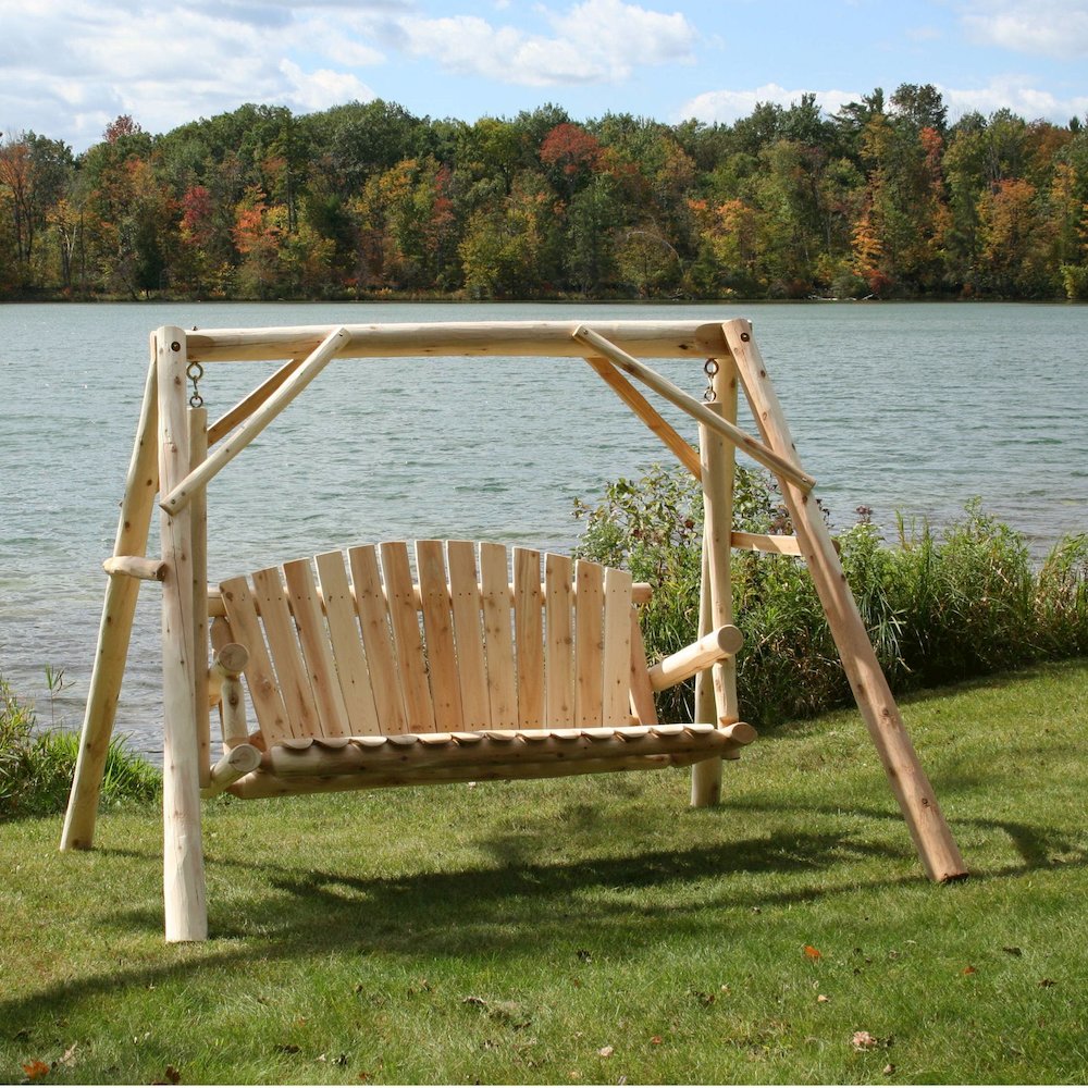 6' ADA Log Picnic Table  Attached Benches. Picture 6