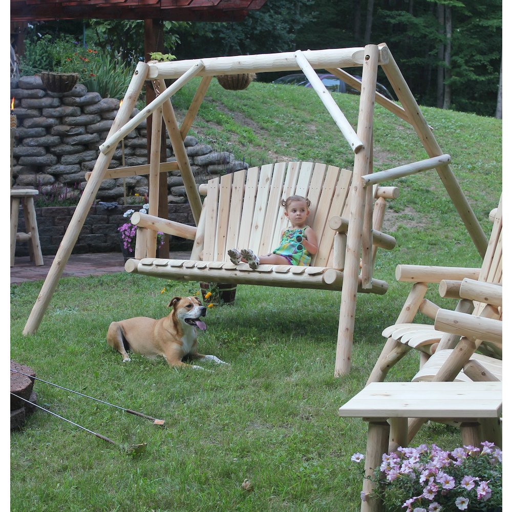 6' ADA Log Picnic Table  Attached Benches. Picture 7