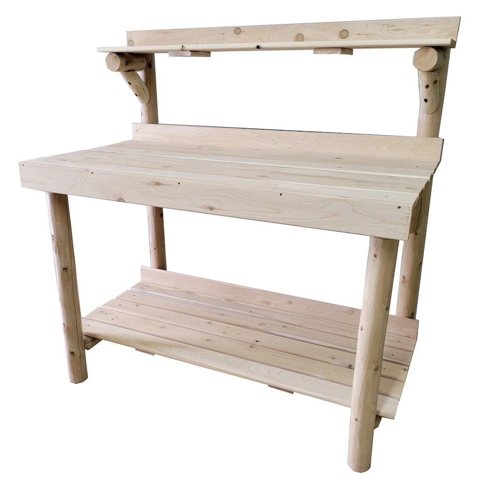 Cedar Log 4 Foot Potting Table. Picture 1
