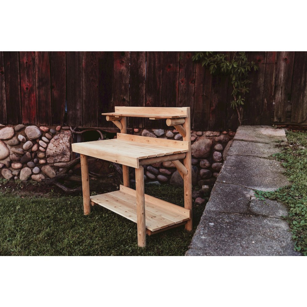 Cedar Log 4 Foot Potting Table. Picture 3