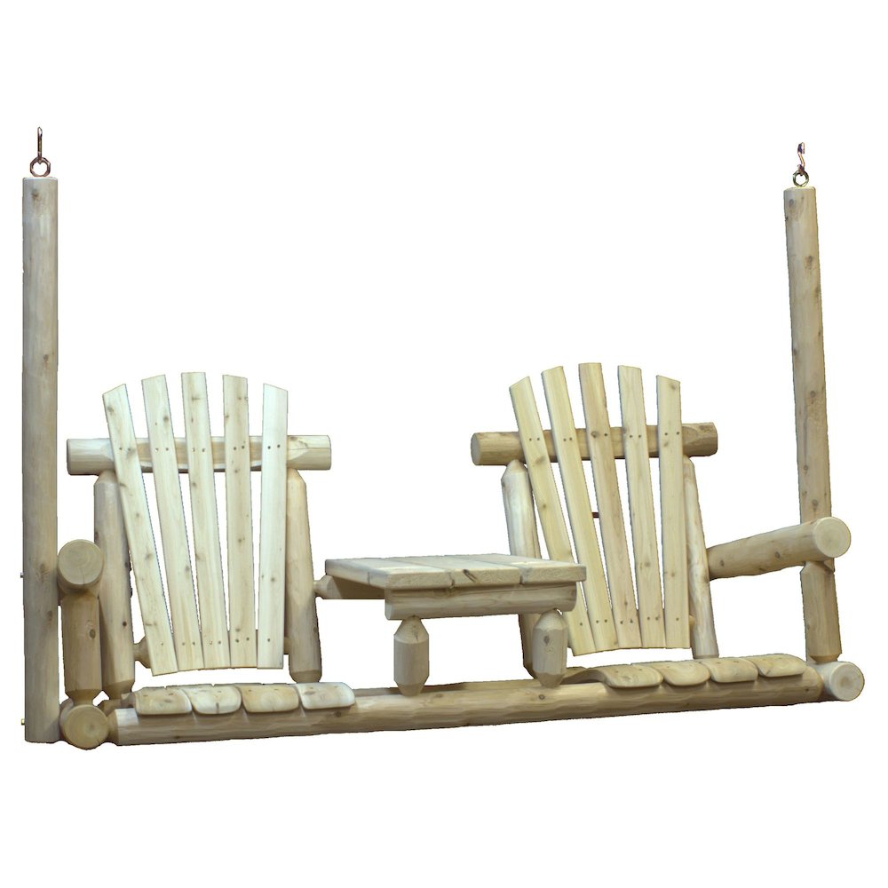 Cedar Log Tete-A-Tete Porch Swing. Picture 1