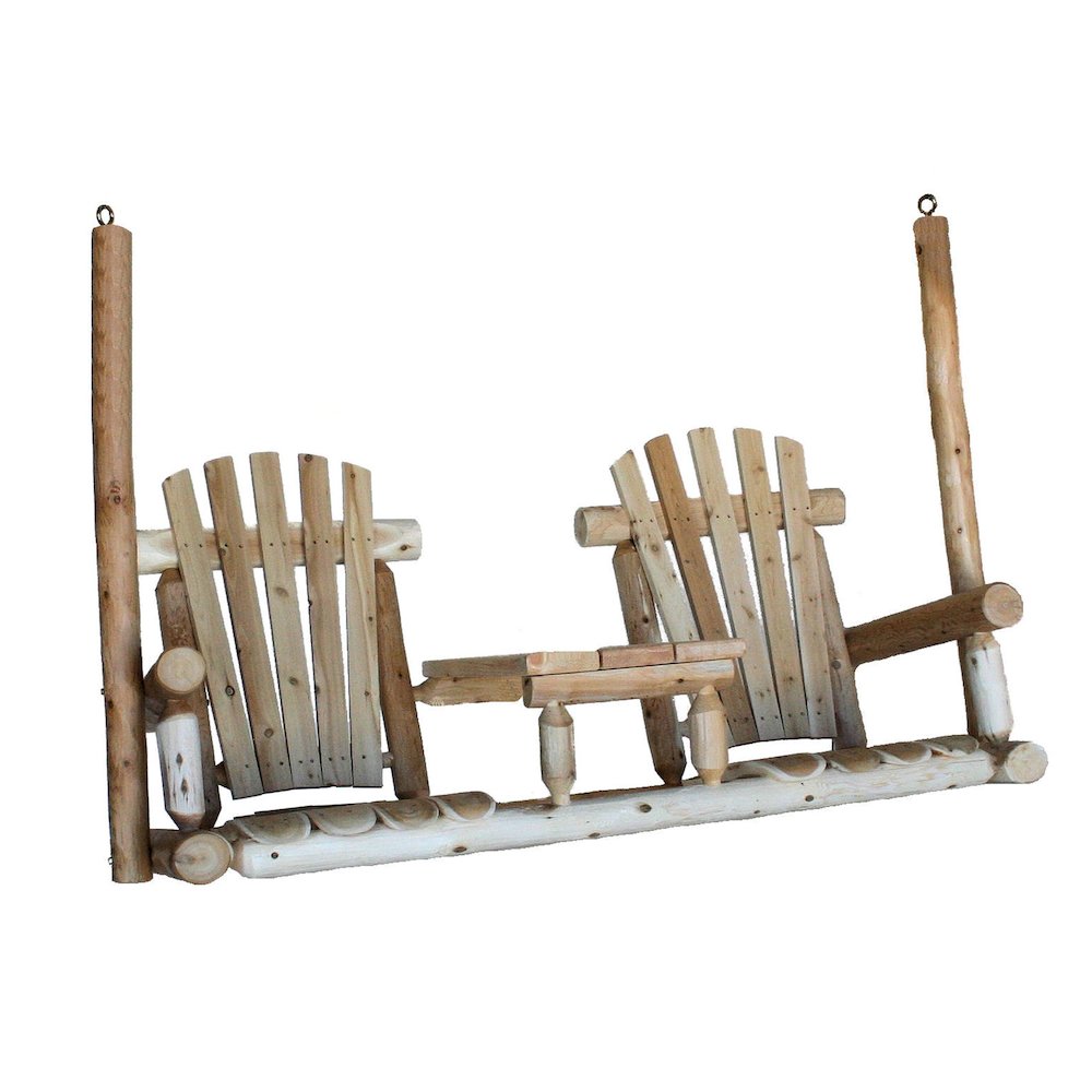 Cedar Log Tete-A-Tete Porch Swing. Picture 2