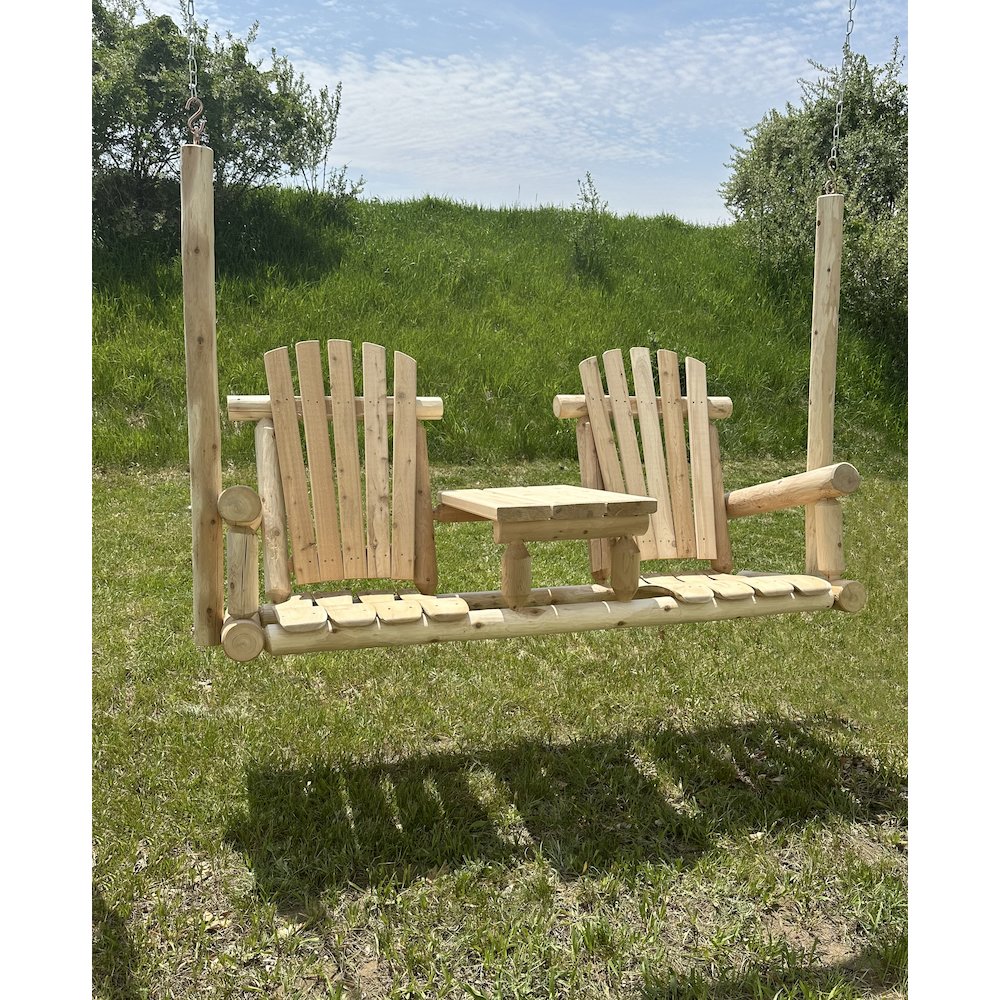 Cedar Log Tete-A-Tete Porch Swing. Picture 3