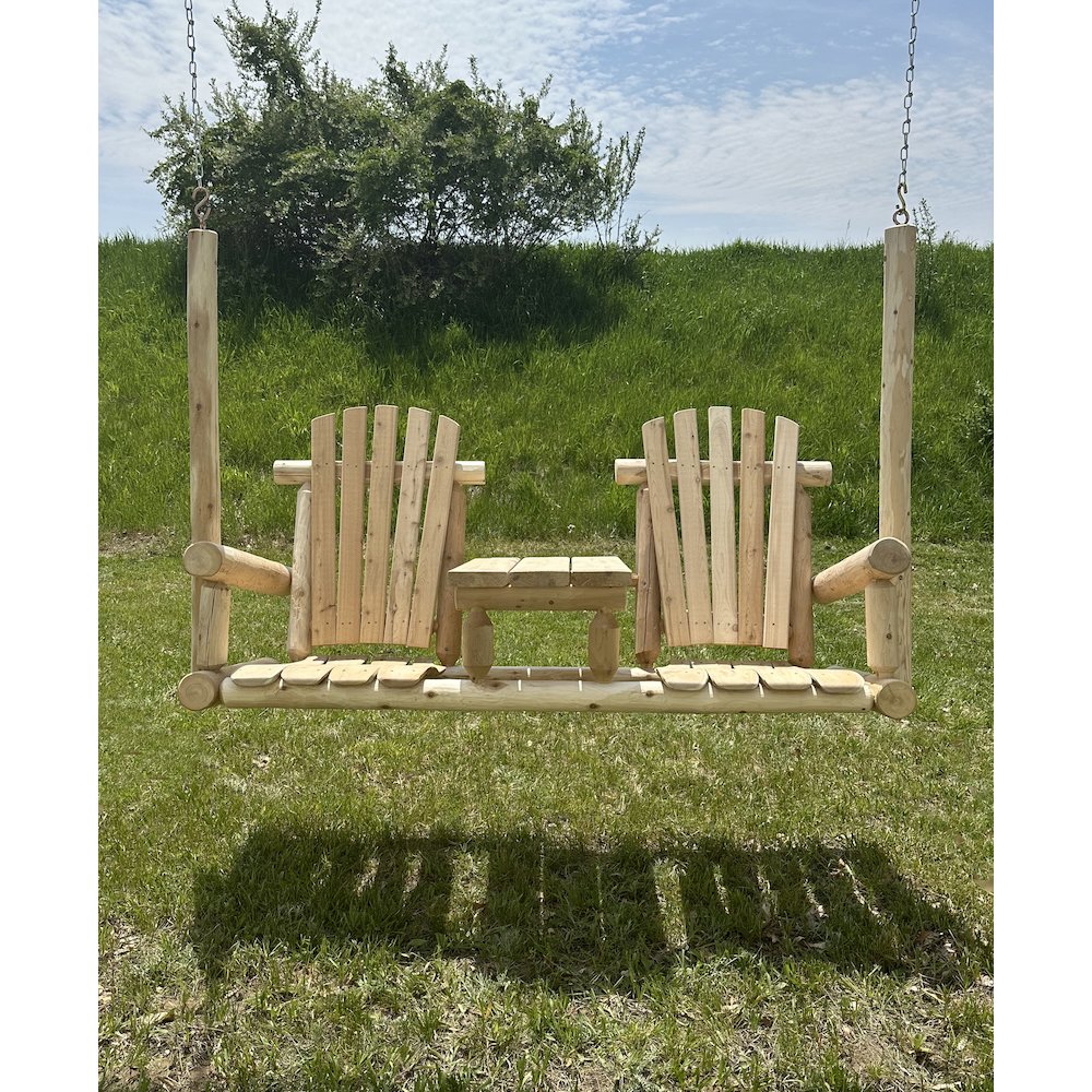 Cedar Log Tete-A-Tete Porch Swing. Picture 4