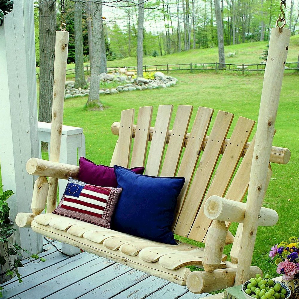 Cedar Log 4ft Porch Swing. Picture 2