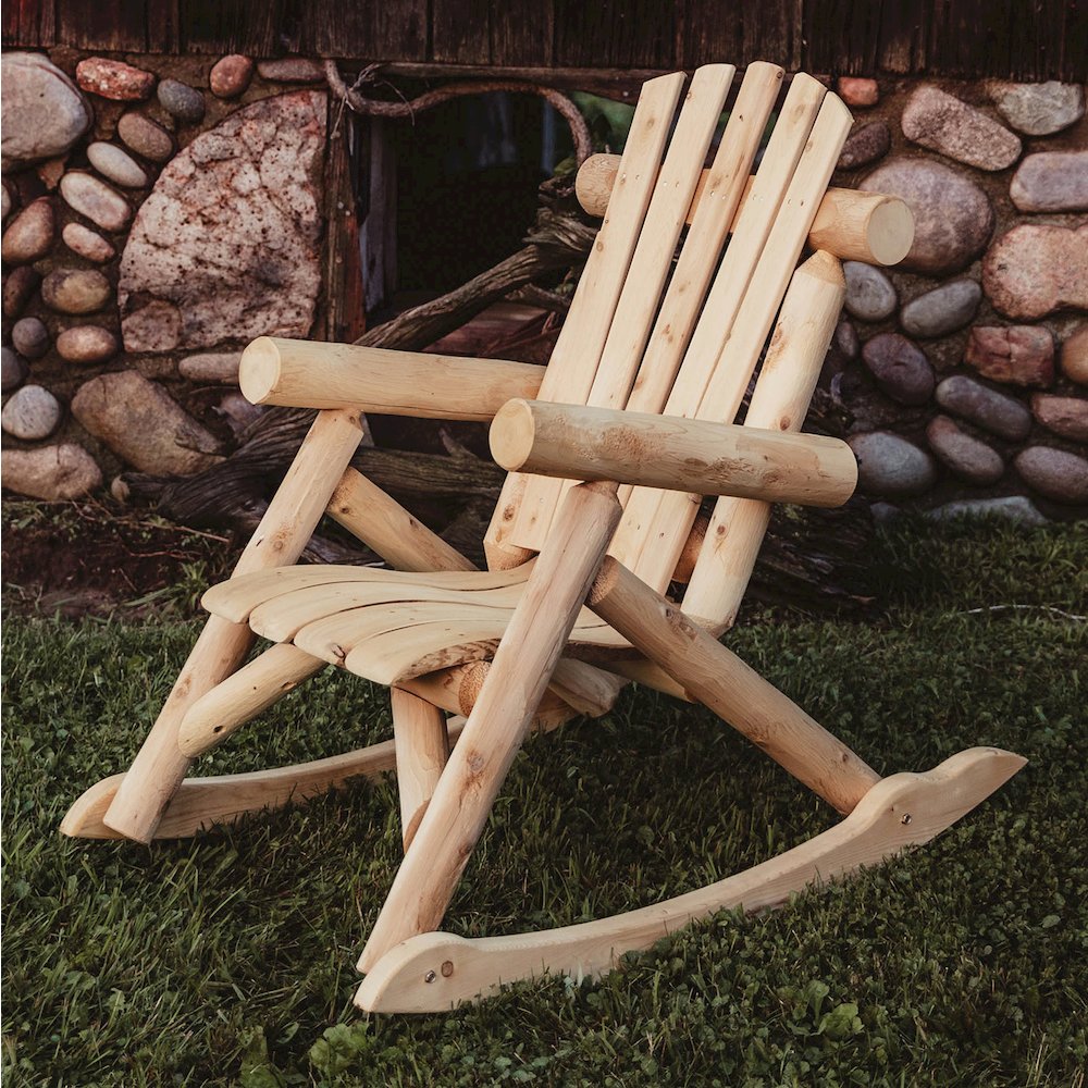 Cedar Log Rocking Chair. Picture 2
