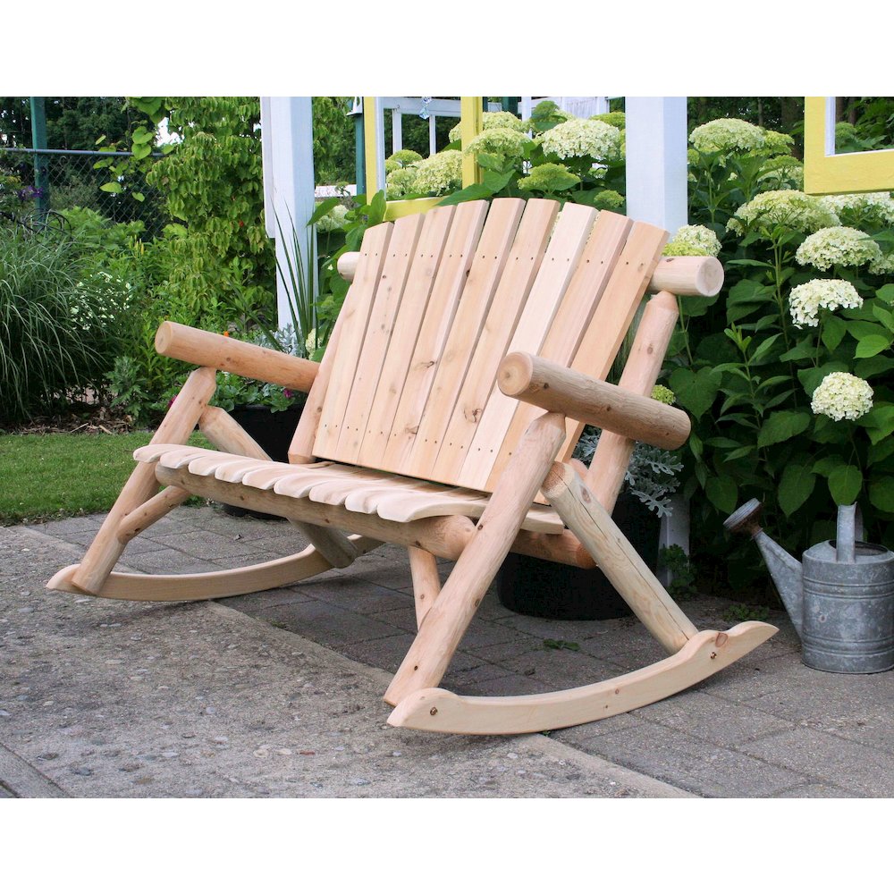 Cedar Log Rocking Loveseat. Picture 2