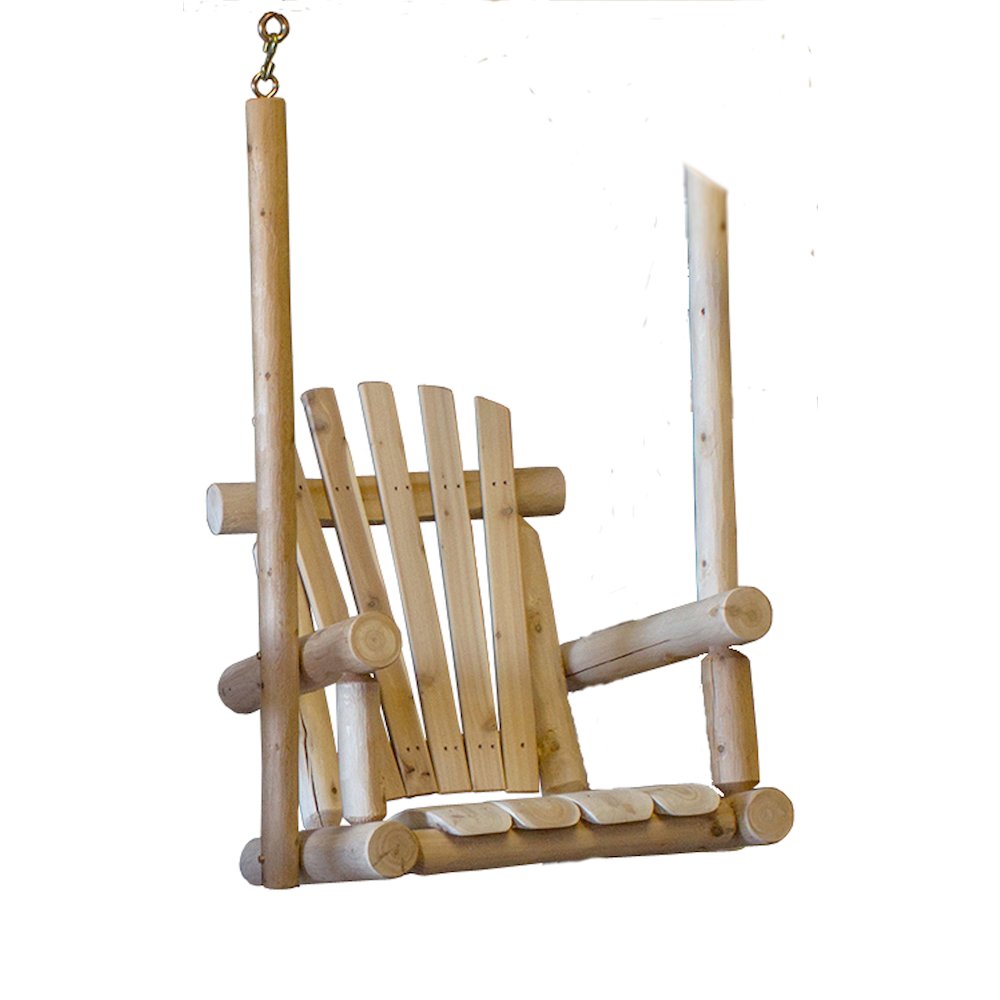 Cedar Log Single Chair Porch Swing. Picture 1