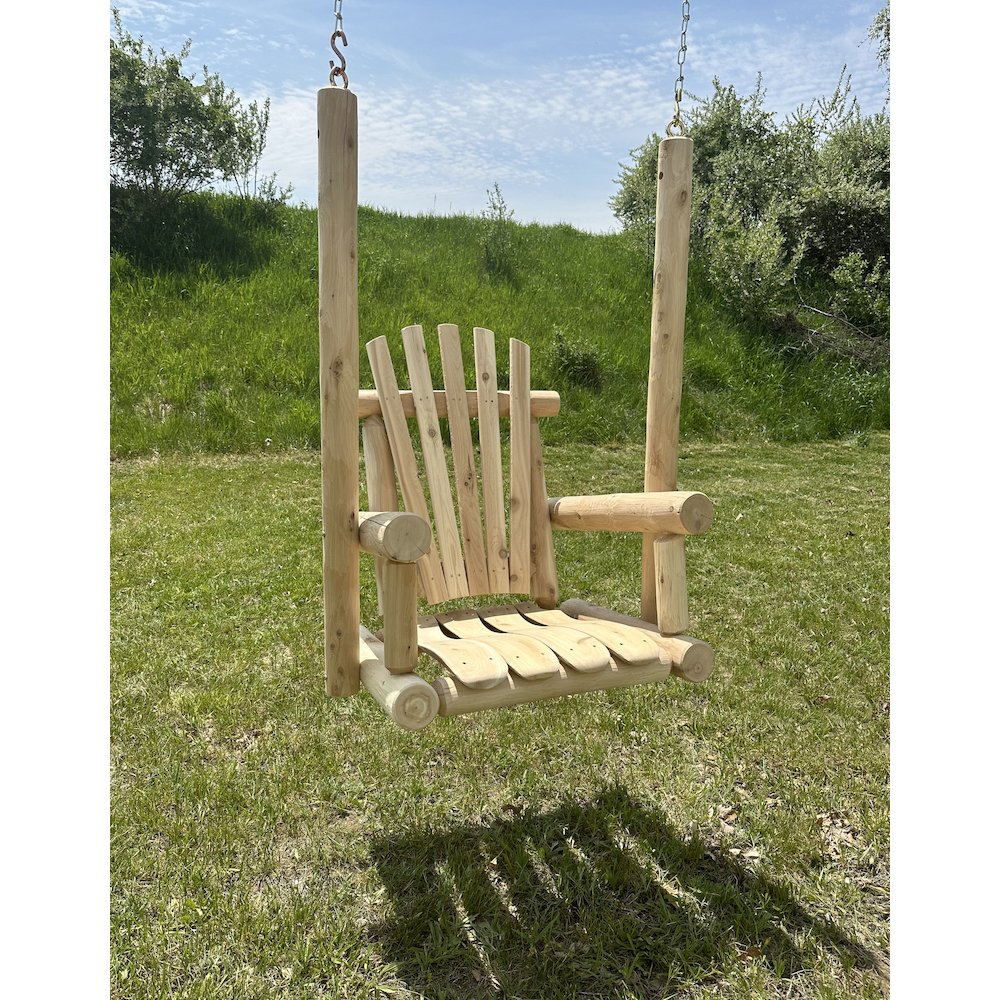 Cedar Log Single Chair Porch Swing. Picture 2