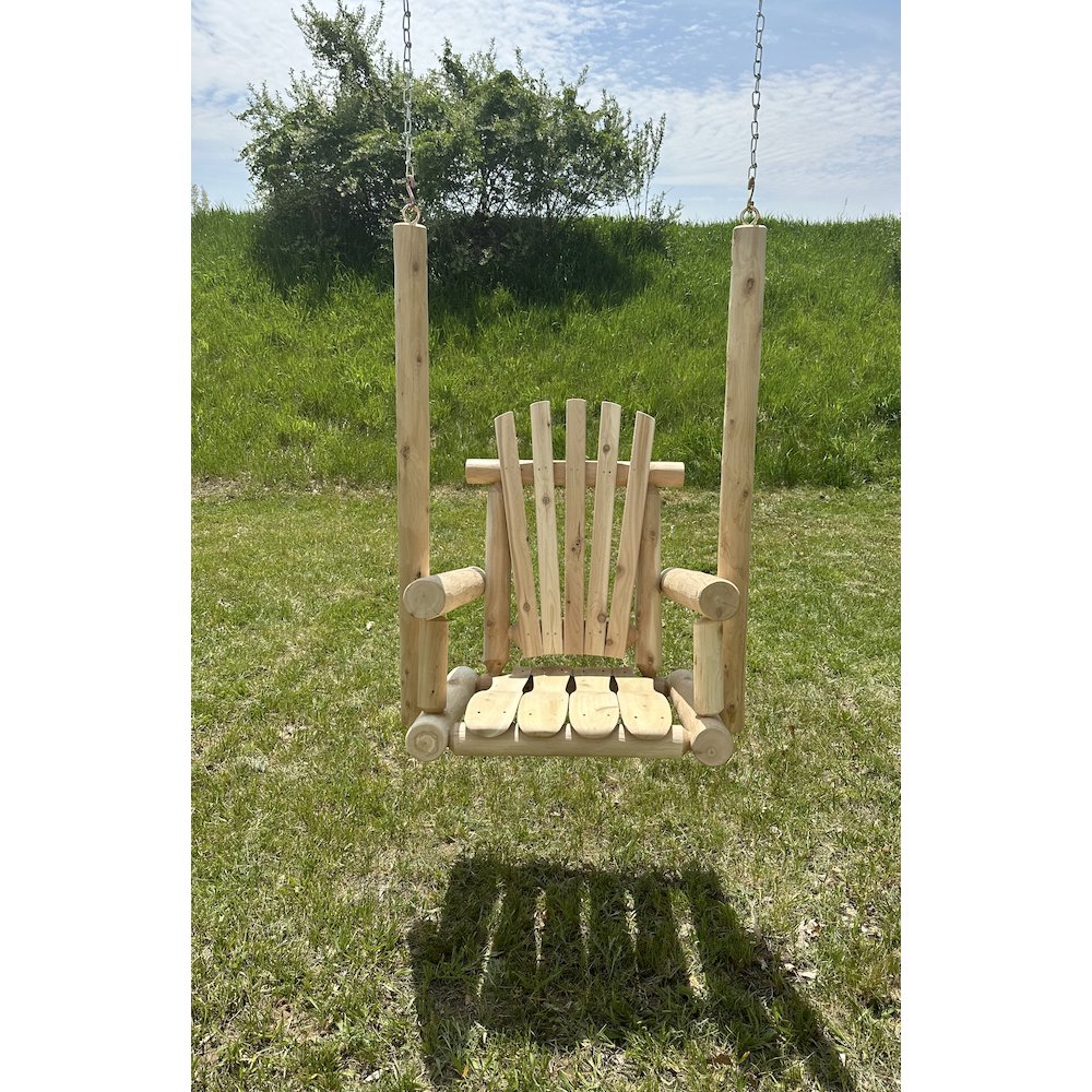 Cedar Log Single Chair Porch Swing. Picture 3