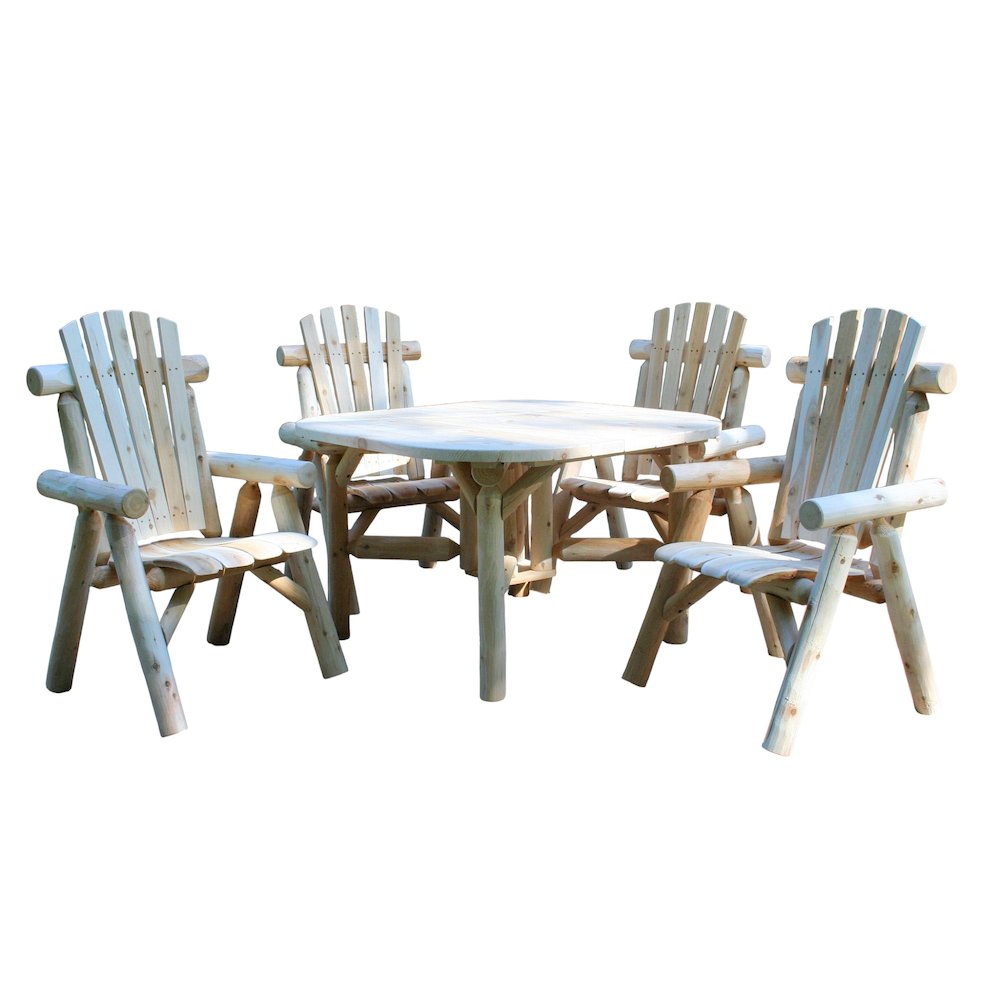 Cedar log 47" Roundabout Table/ 4 Chair Set. Picture 1
