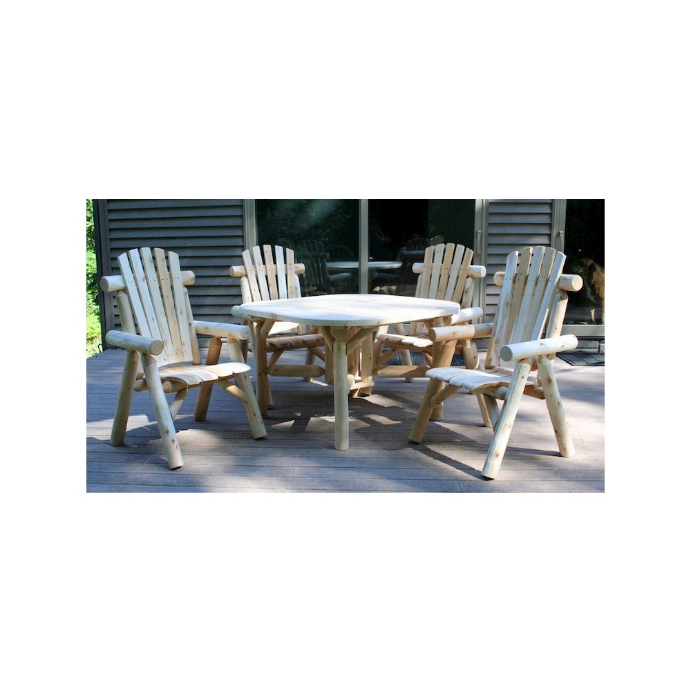 Cedar log 47" Roundabout Table/ 4 Chair Set. Picture 2