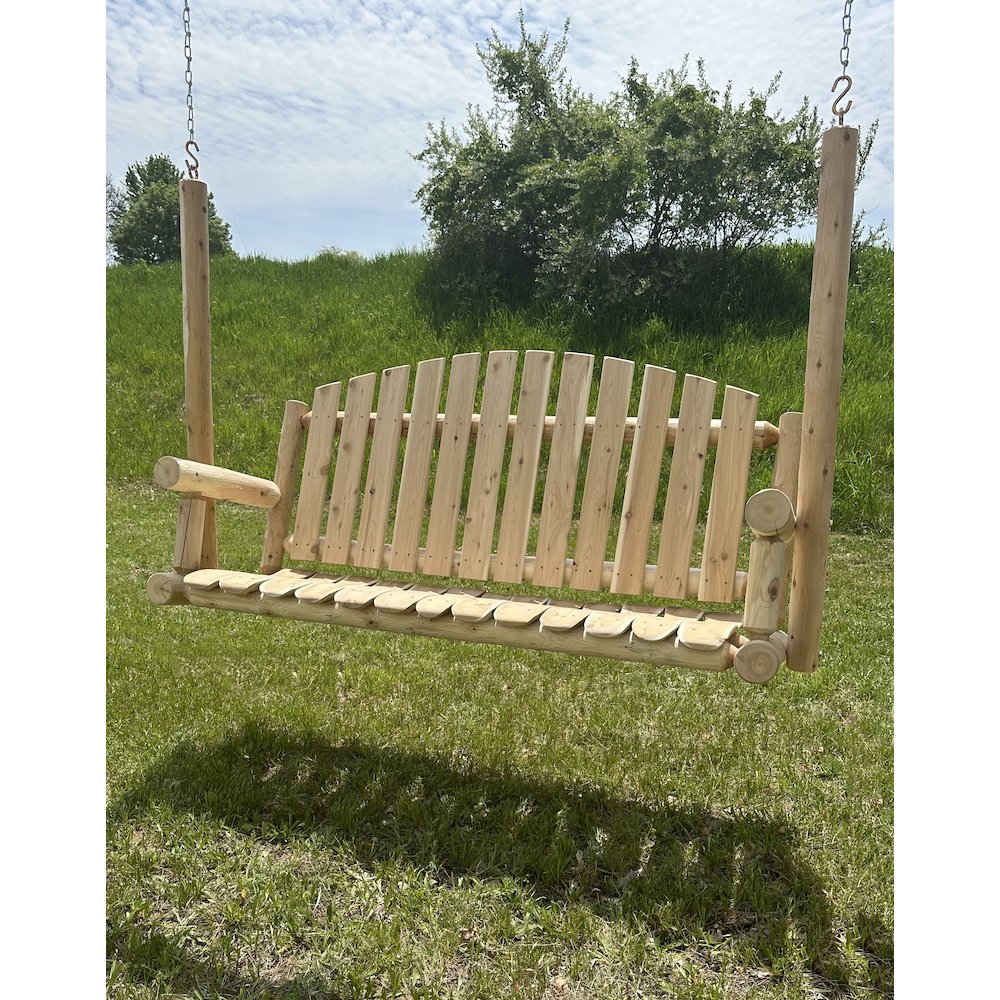 Cedar Log 5ft Country Garden Porch Swing. Picture 4