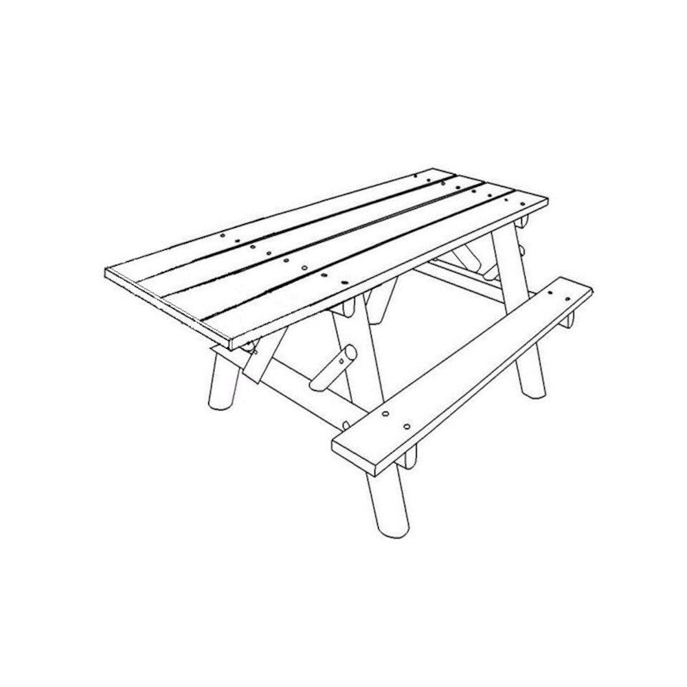 6' ADA Log Picnic Table  Attached Benches. Picture 2