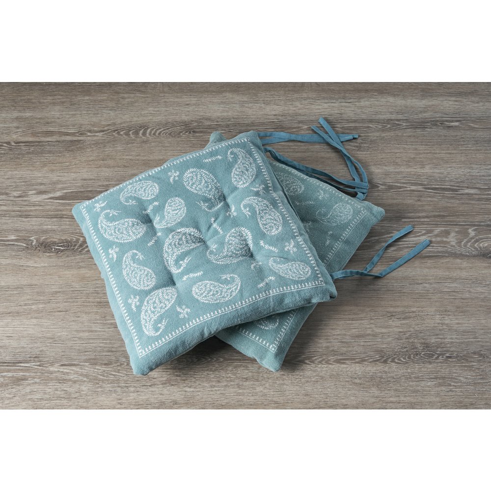 ChairCushions Set of 2 in Blue/White, 17"x17"x2". Picture 5