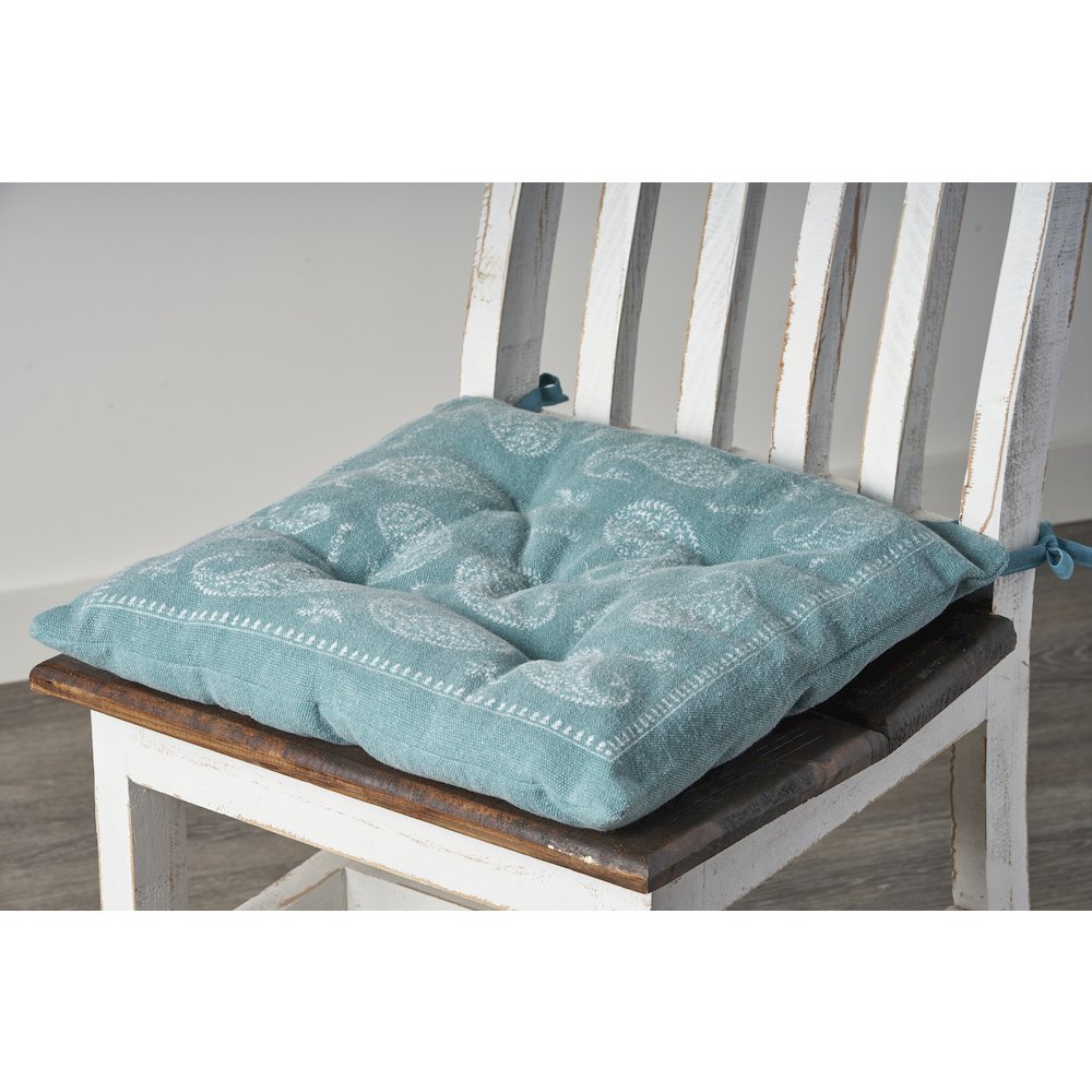 ChairCushions Set of 2 in Blue/White, 17"x17"x2". Picture 6