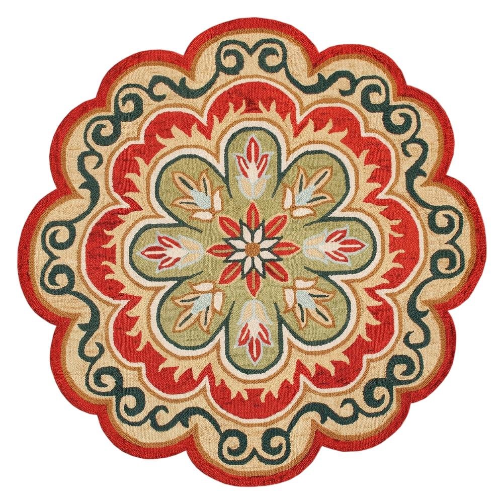 Bohemian Indoor Area Rug In Orange/Gold, Round Shape With Soft Material. Picture 4