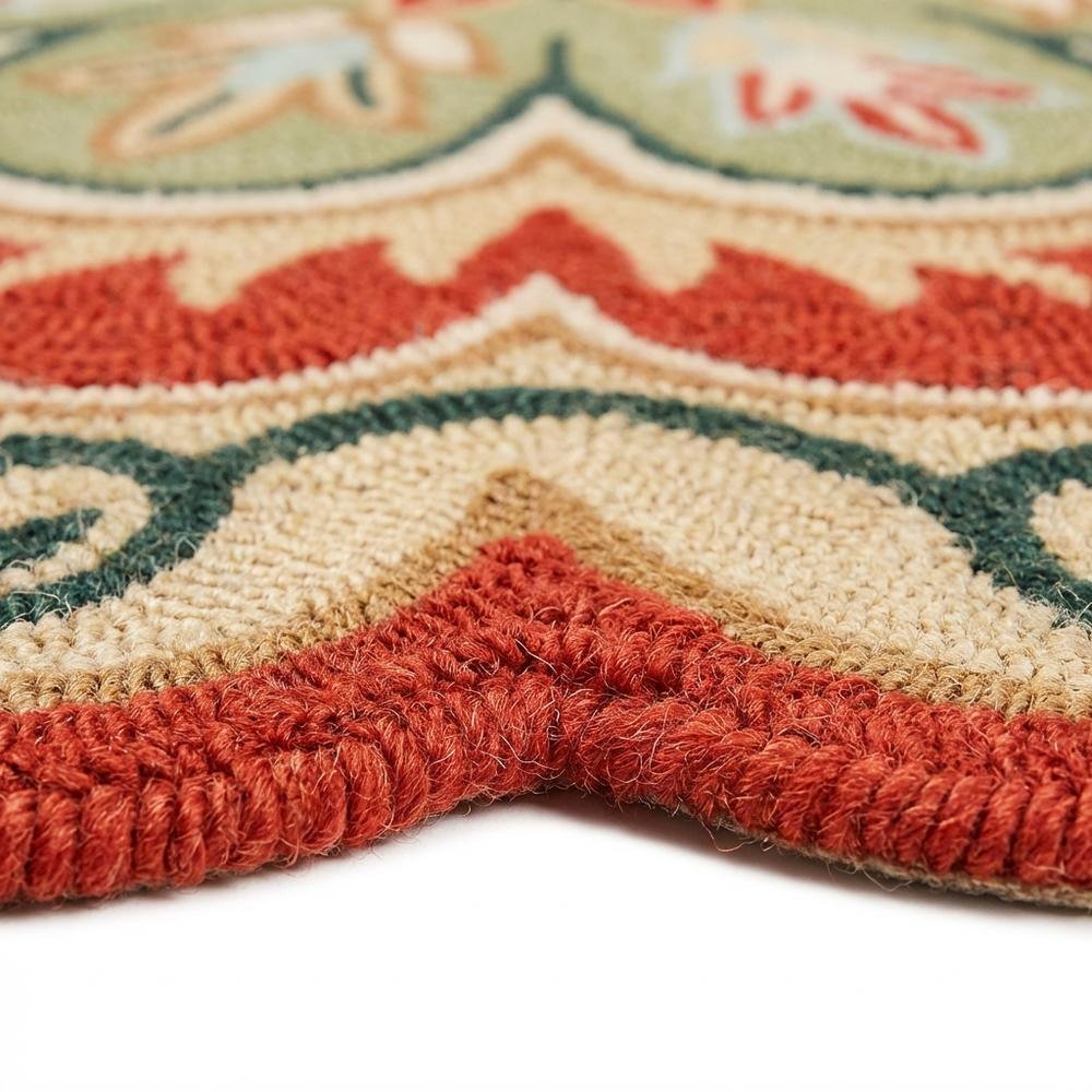 Bohemian Indoor Area Rug In Orange/Gold, Round Shape With Soft Material. Picture 6