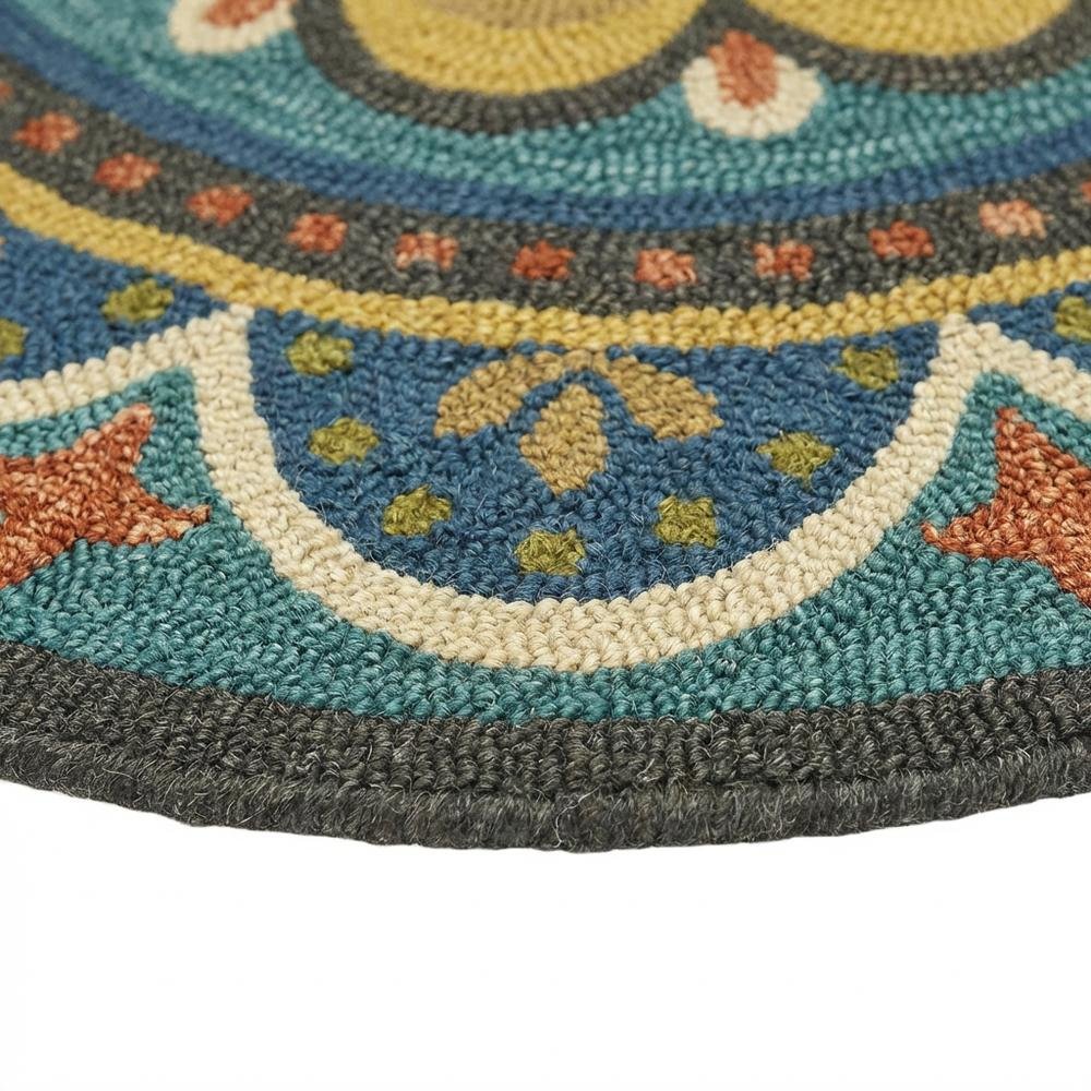 Blue Indoor Area Rug With Bohemian Design And Multicolored Pattern. Picture 6