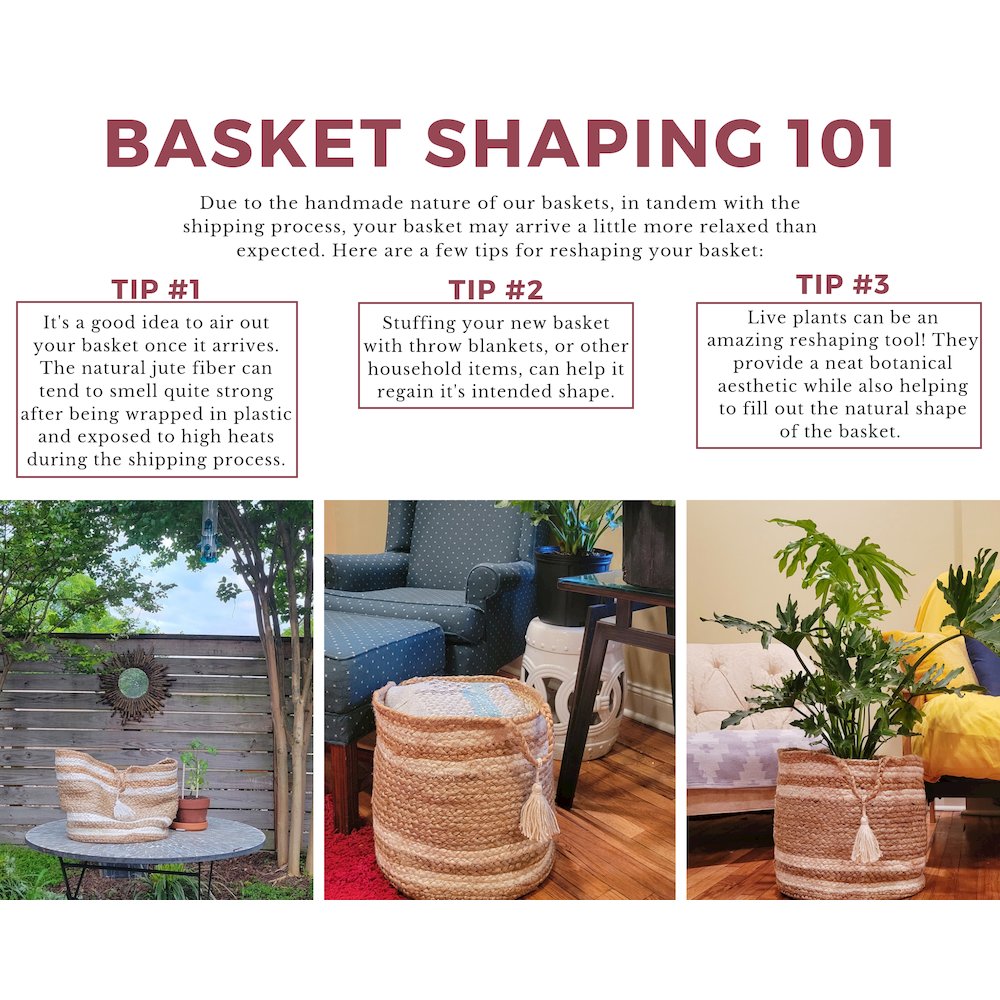 Baskets Jute Indoor Basket in White/Green, 19" x 19" x 19". Picture 8