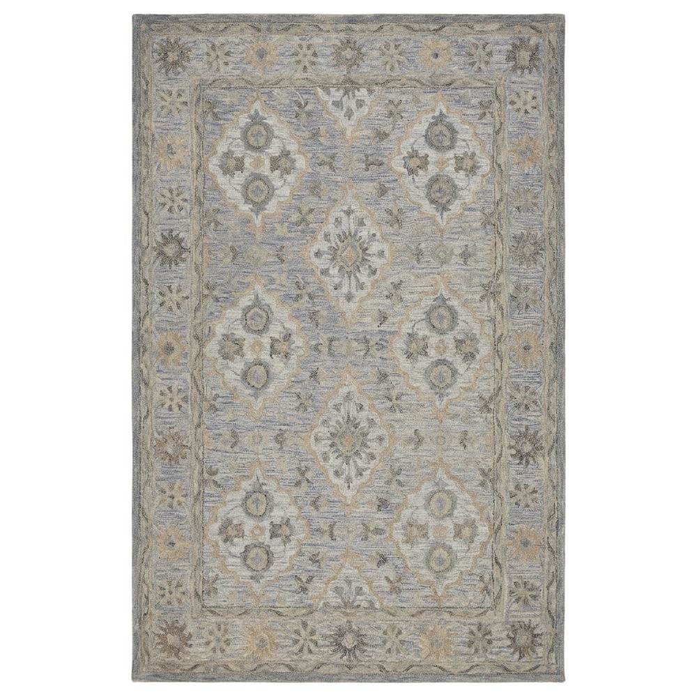 Blue Wool Area Rug With Classic Pattern And Soft Touch For Living Room. Picture 4