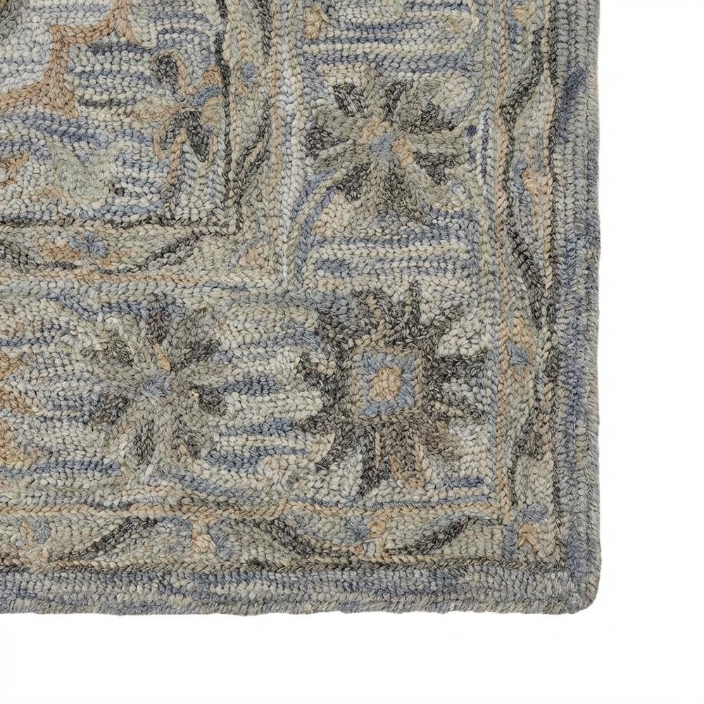 Blue Wool Area Rug With Classic Pattern And Soft Touch For Living Room. Picture 6