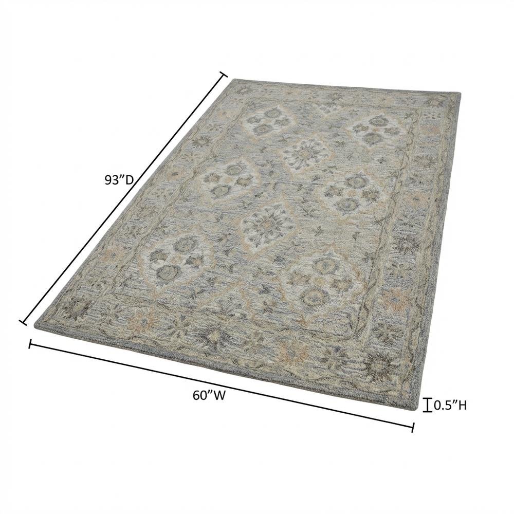 Blue Wool Area Rug With Classic Pattern And Soft Touch For Living Room. Picture 7
