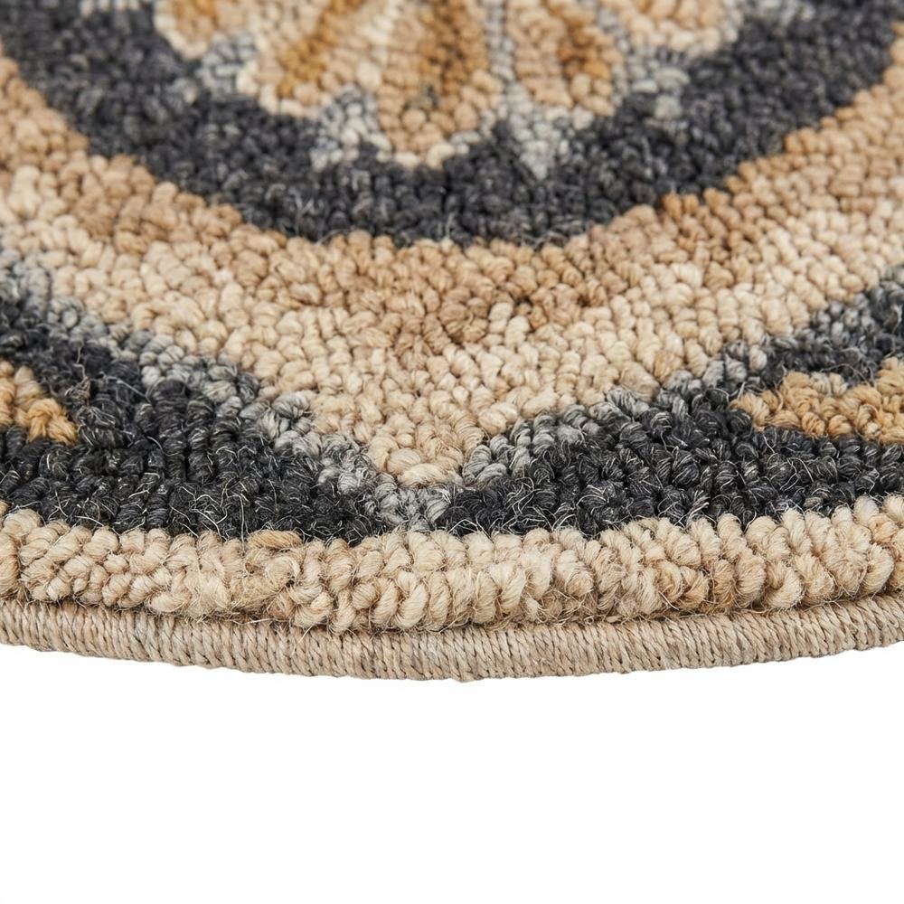 Round Indoor Area Rug With Black And Ivory Design, Classic Style For Living Room. Picture 6