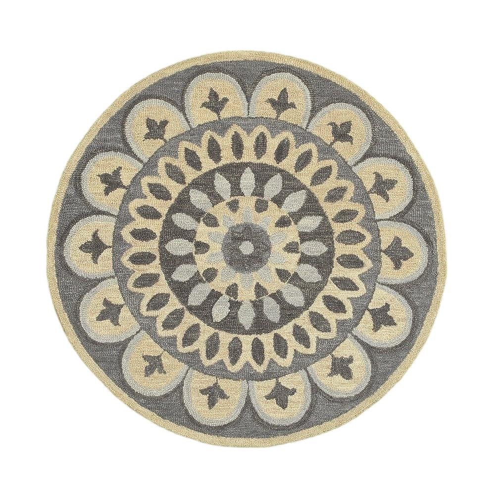Gray Indoor Round Area Rug With Classic Style And Soft Texture. Picture 4