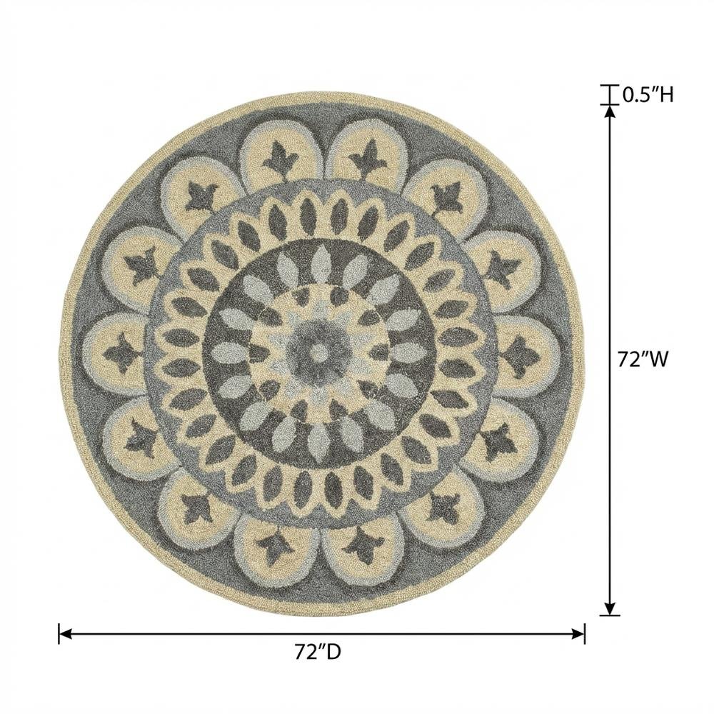 Gray Indoor Round Area Rug With Classic Style And Soft Texture. Picture 7